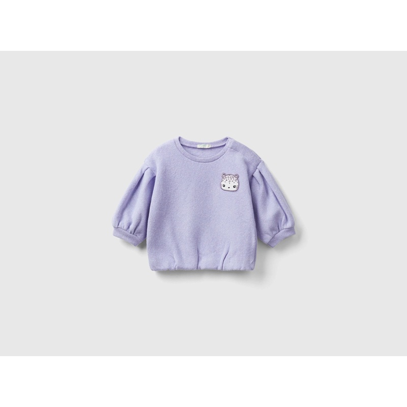 Sweatshirt With Patch In Recycled Cotton Blend