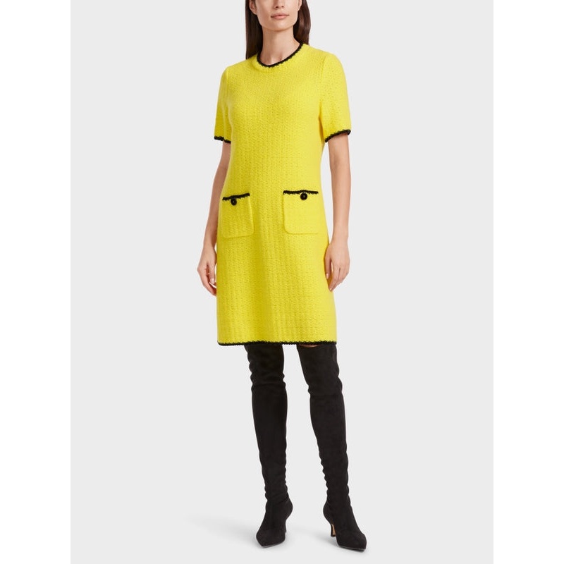 Yellow Short Sleeve Dress With Pocket Details