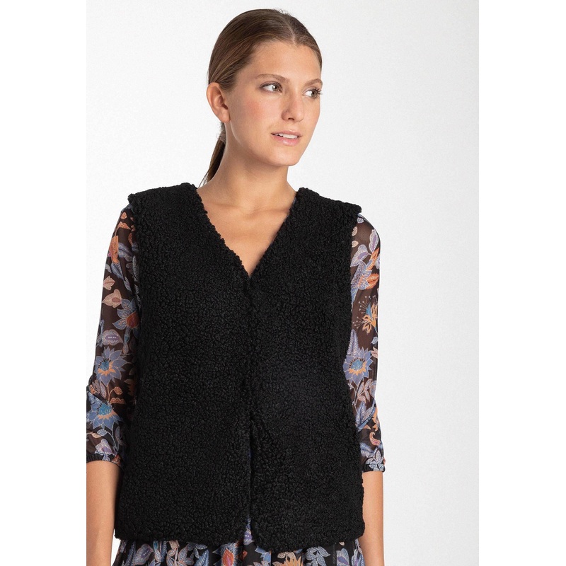 Black Sleeveless Teddy Fur Vest