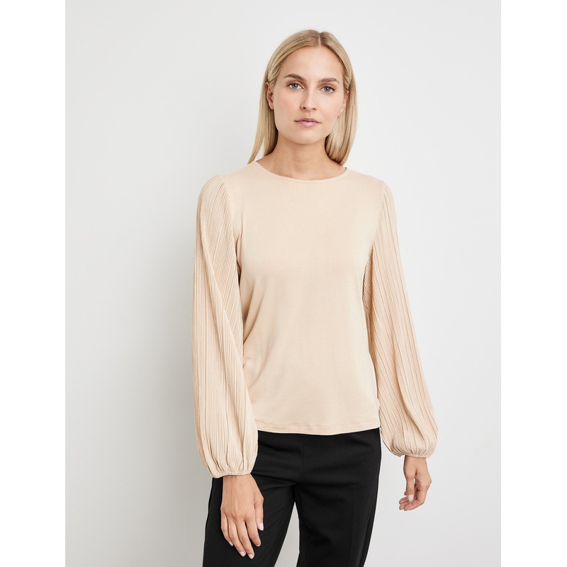 Blouse Top With Pleated Sleeves