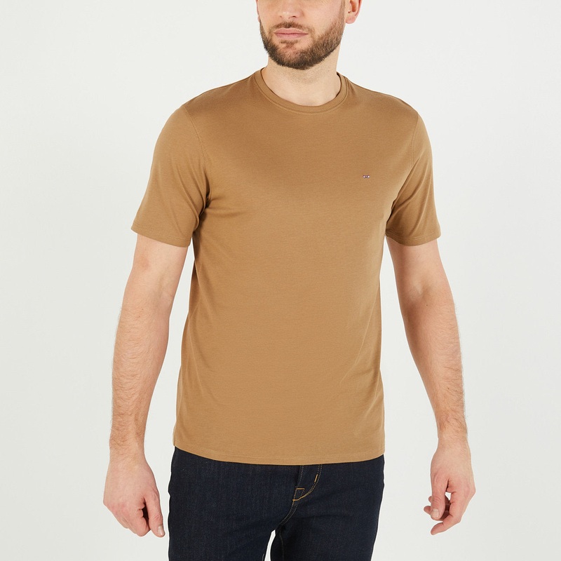 Dark Beige Cotton Pima Short-Sleeved T-Shirt
