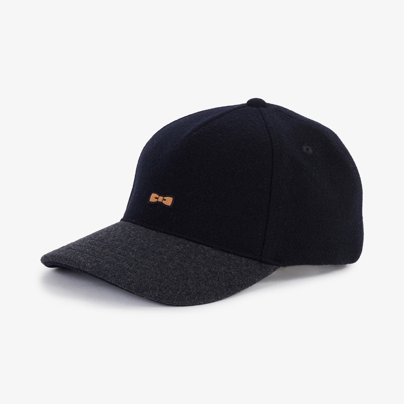 Dark Blue Felt Cap With Two-Tone Detail