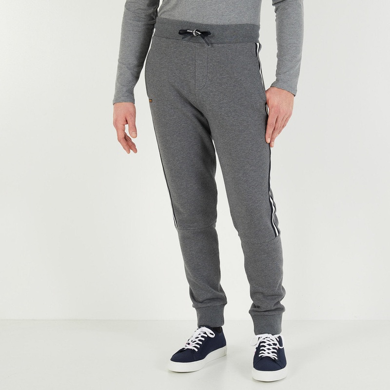 Dark Grey Jogging Bottoms With Contrasting Lateral Stripes