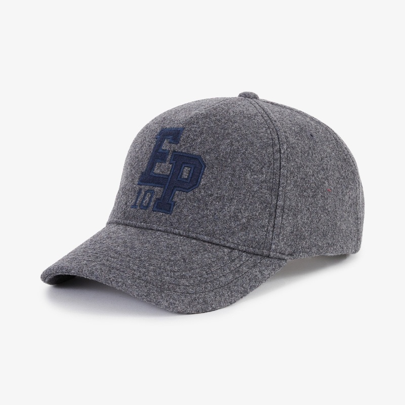 Grey Embroidered Cap With Patch