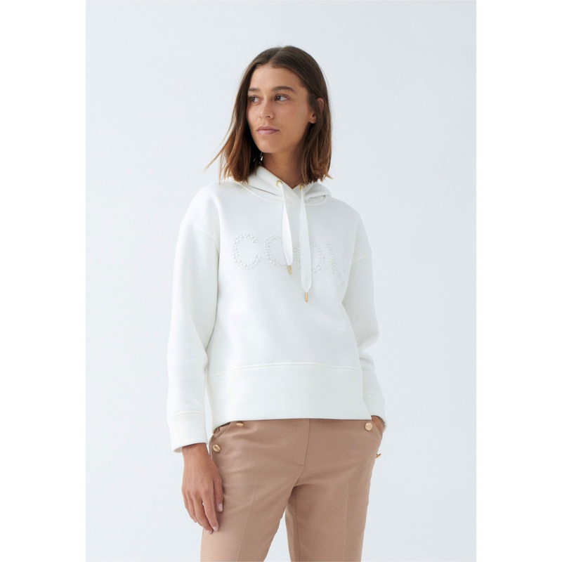 Off White Hoodie With Pearl Lettering