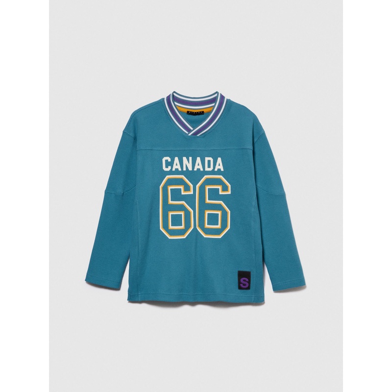 Oversized T-Shirt With Ribbed Neck And Print