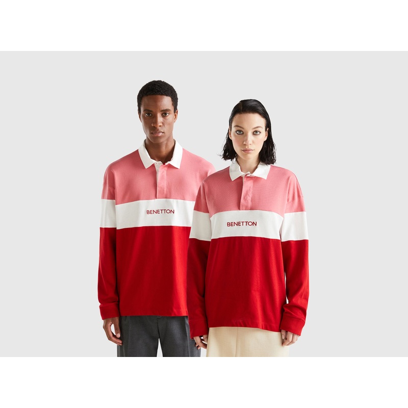Pink And Red Rugby Style Polo