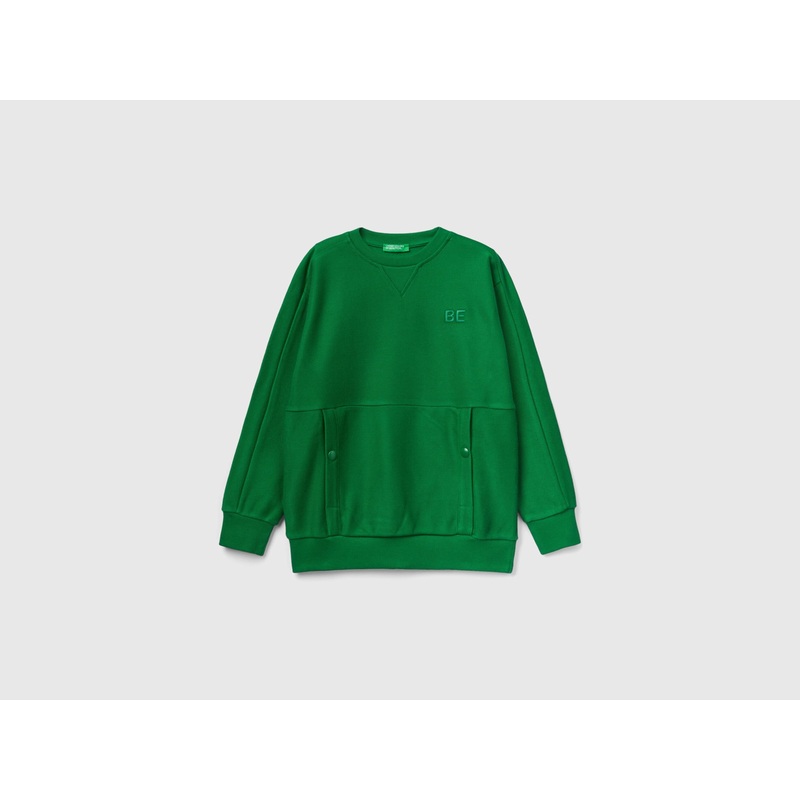 Sweatshirt With Pockets And "Be" Embroidery