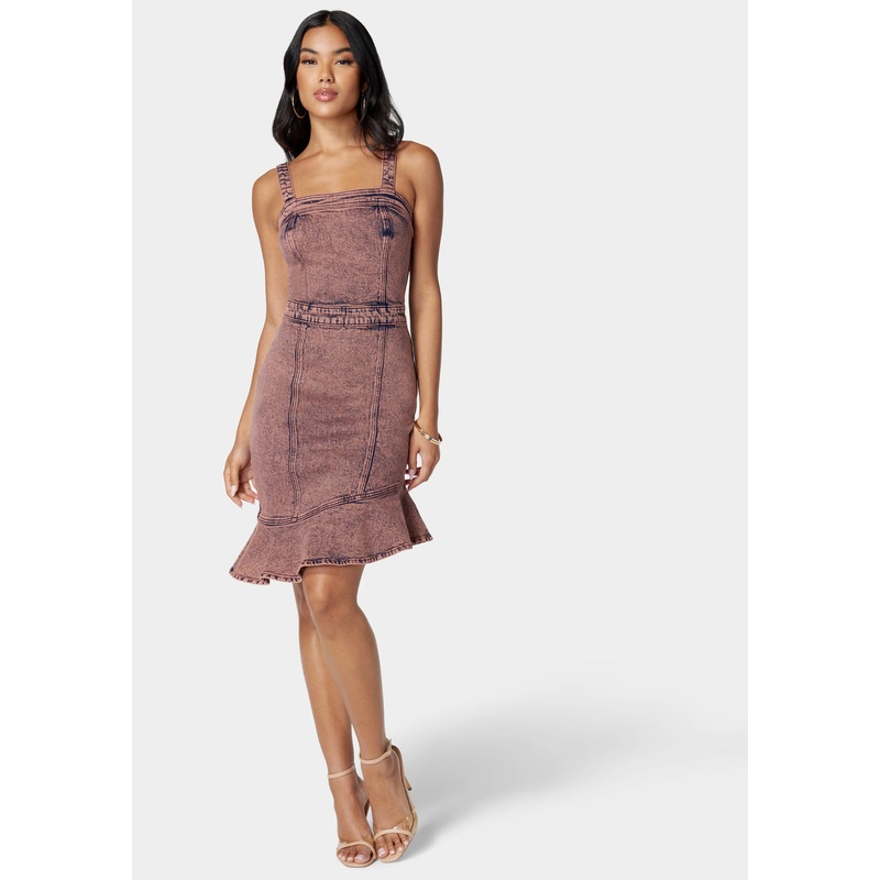 Asymmetric Hem Sleeveless Denim Dress