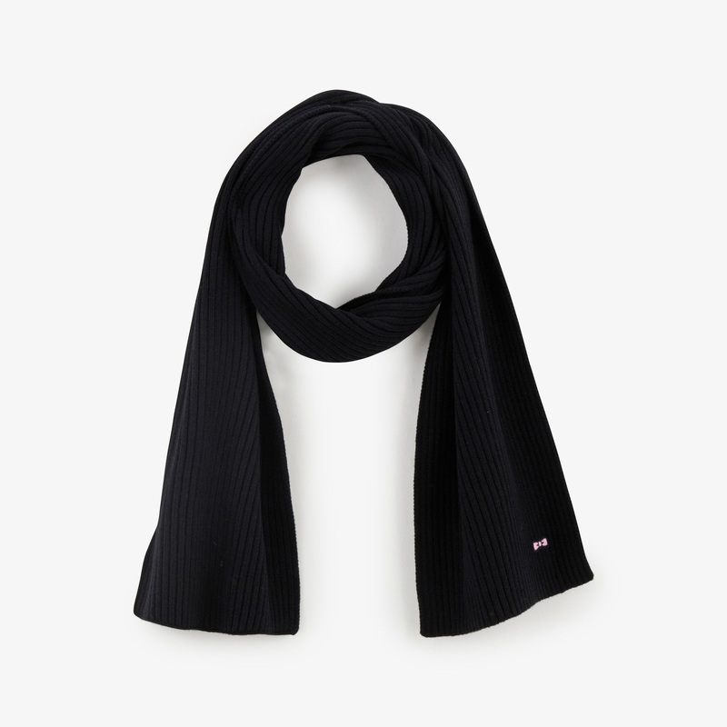Black Ribbed Scarf