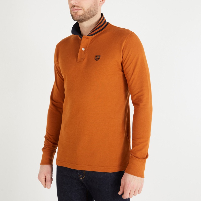 Brown Long-Sleeved Polo Shirt