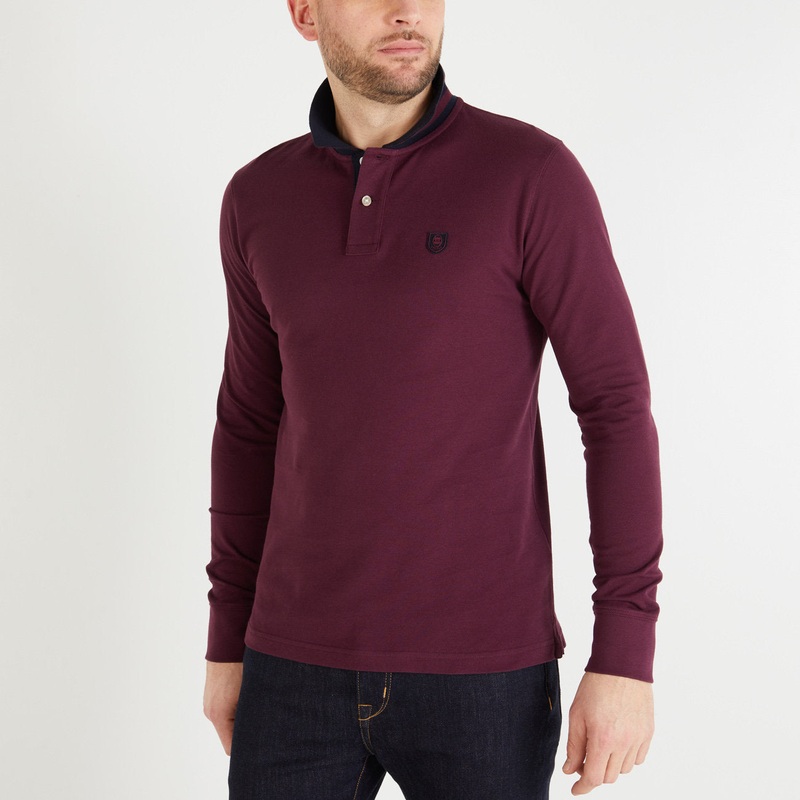 Burgundy Long-Sleeved Polo Shirt