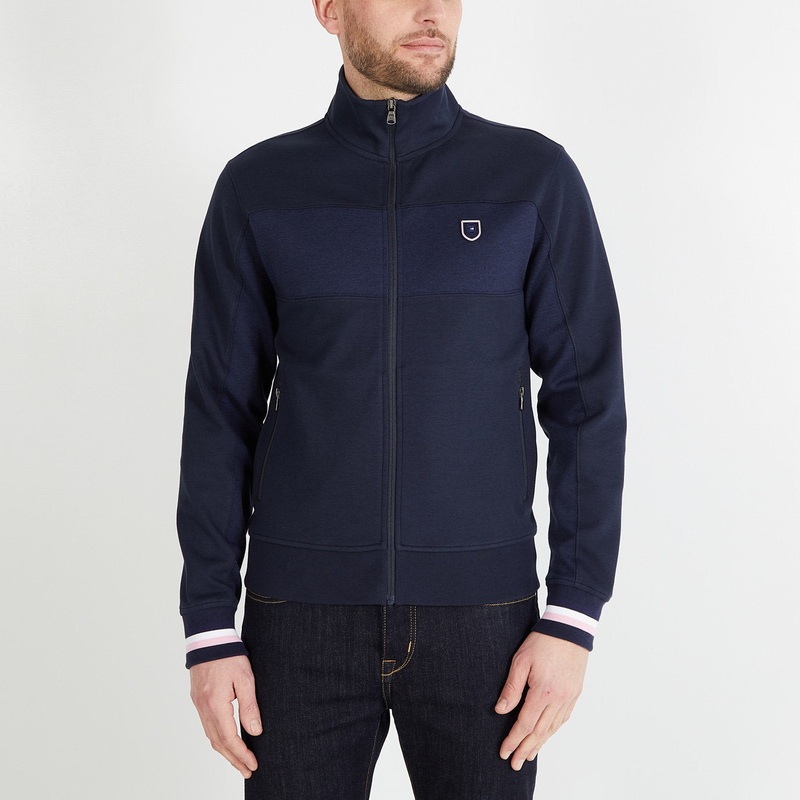 Dark Blue Colourblock Zipped Sweatshirt