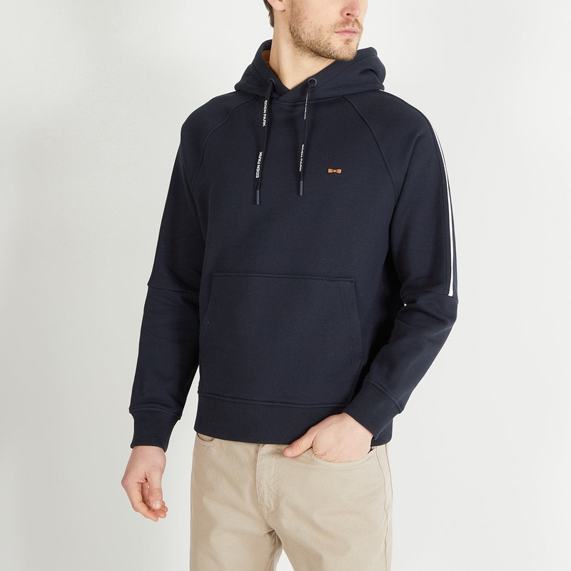 Dark Blue Hooded Sweatshirt With Flocked Eden Park Details