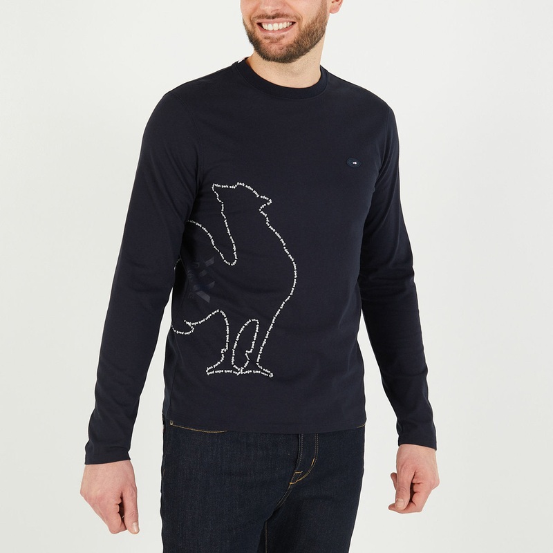 Dark Blue Long-Sleeved T-Shirt With XV De France Screen Print