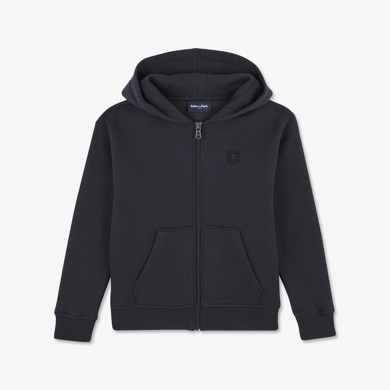 Dark Blue Zipped Sweatshirt With Hood