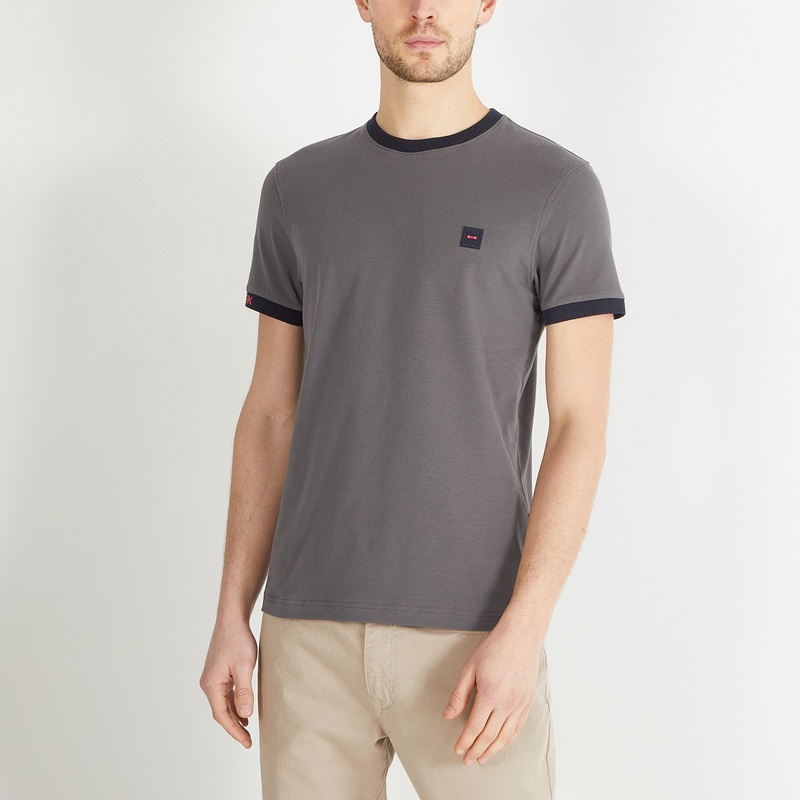 Dark Grey Short-Sleeved T-Shirt With Jacquard Inscription