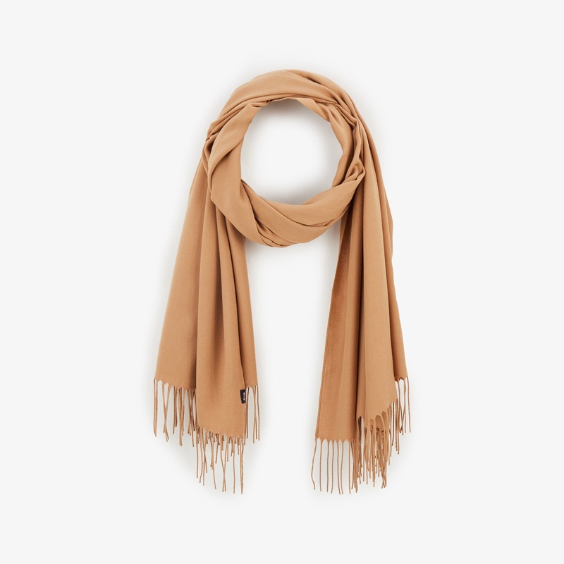 Flowing Brown Fringed Scarf