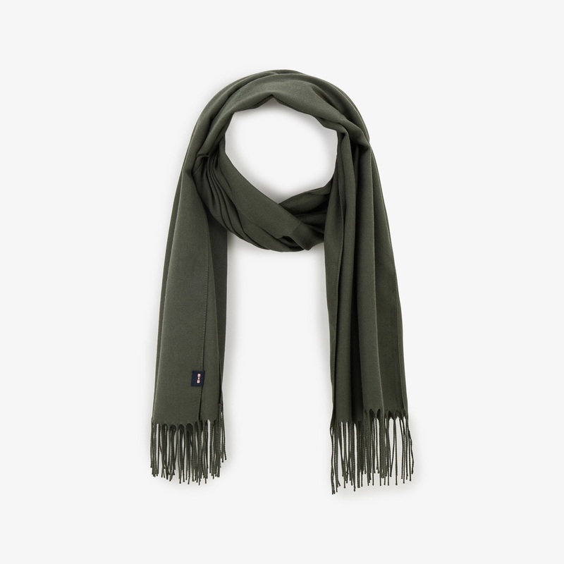 Flowing Khaki Fringed Scarf