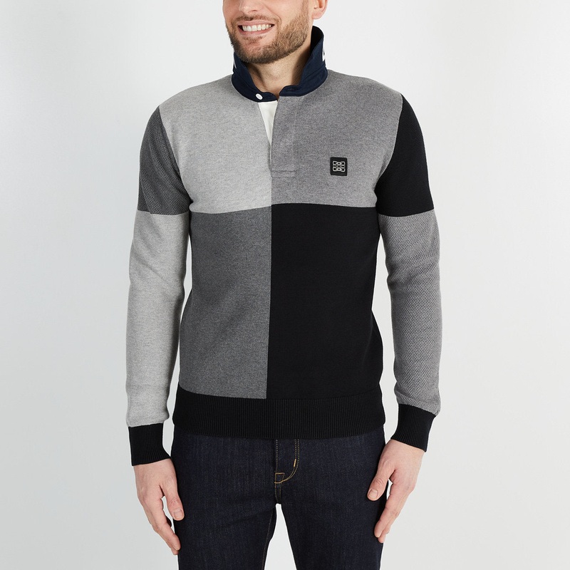 Grey Colourblock Jumper In Combination Knit