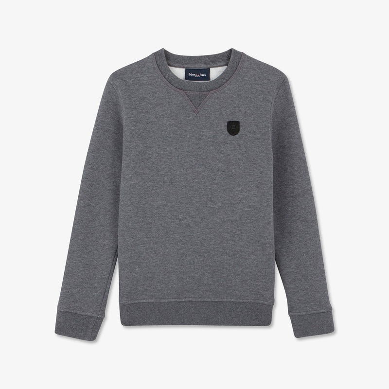 Grey Sweatshirt With Silicone Insignia Logo Detail