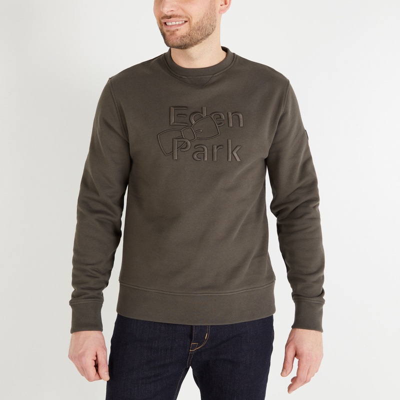 Khaki Sweatshirt With Embossed Eden Park Embroidery