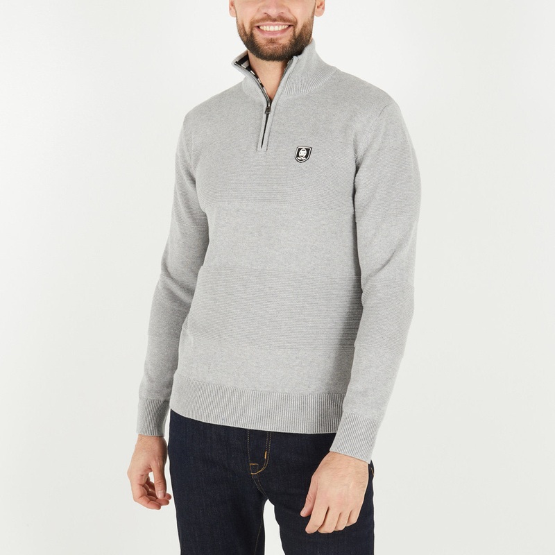 Light Grey Jumper With Stand-Up Zip Collar