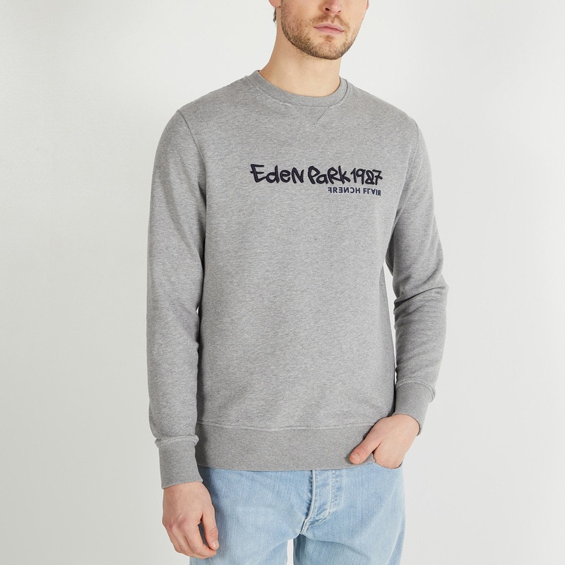 Light Grey Sweatshirt With Embossed Eden Park Embroidery