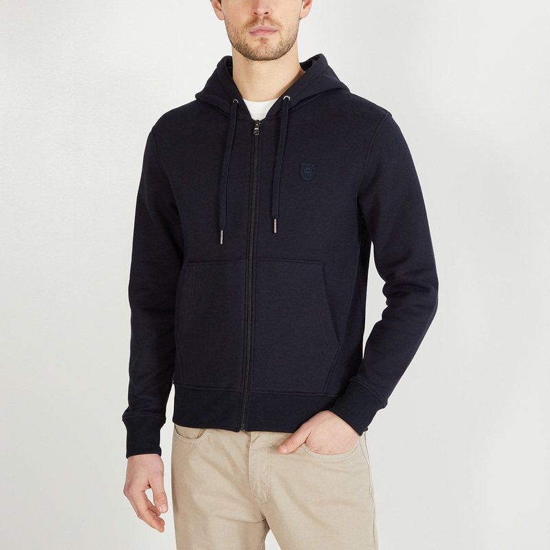 Navy Blue Hooded Zip Sweatshirt