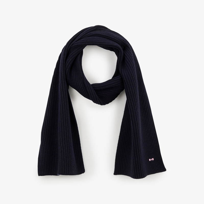 Navy Blue Ribbed Scarf
