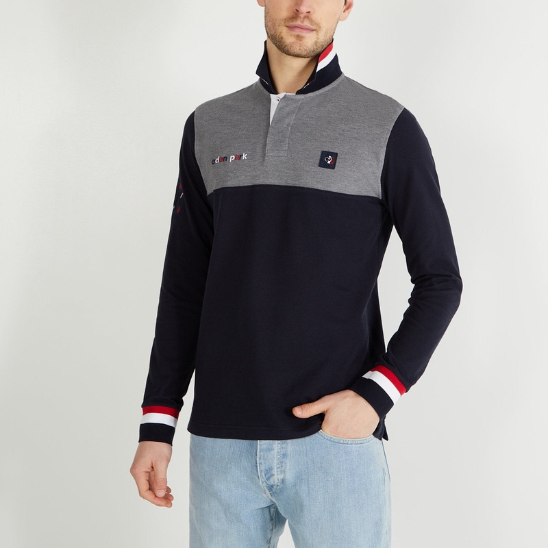 Pink Long-Sleeved Colourblock Polo Shirt
