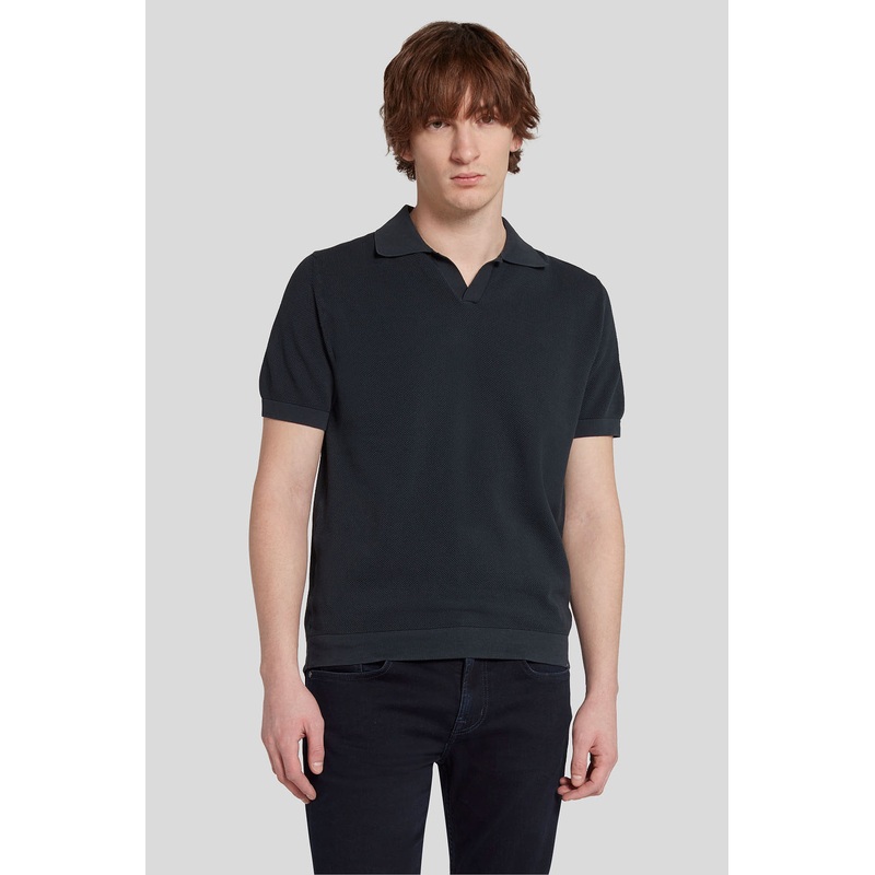 Polo Cotton Textured Naval Blue