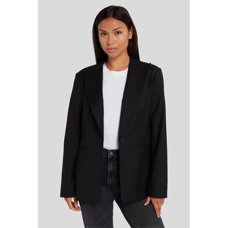 Single Breasted Blazer Wool Blend Black