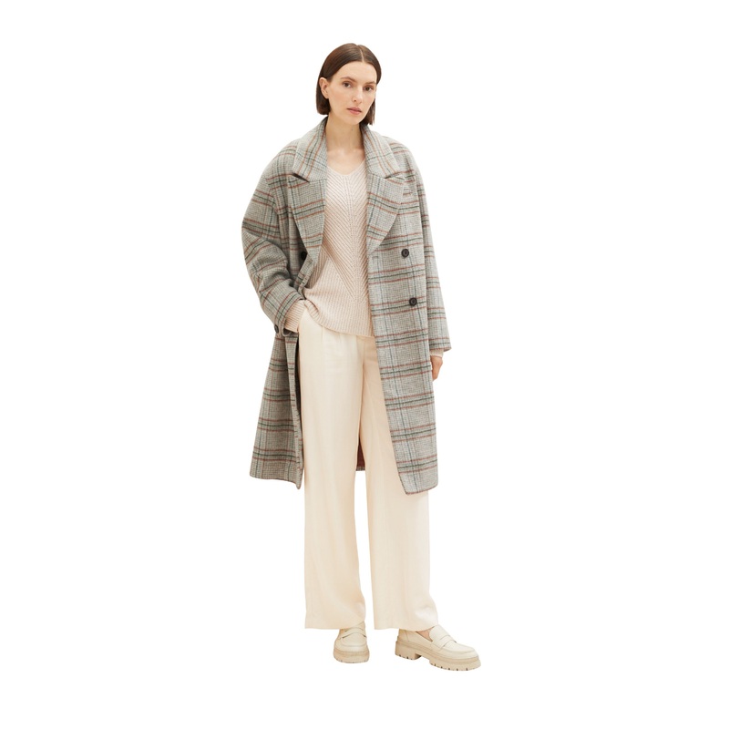 Checkered Relaxed Fit Coat