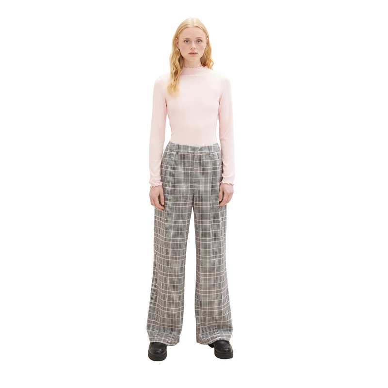 Checkered Wide Leg Dress Trousers