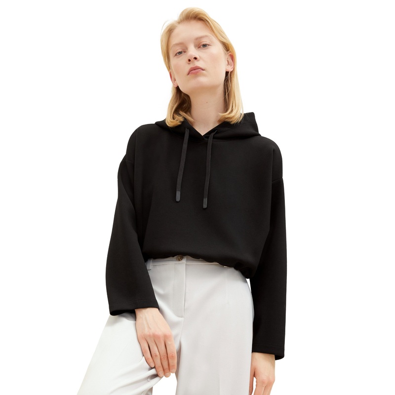 Cropped Hoodie With Adjustable Hem