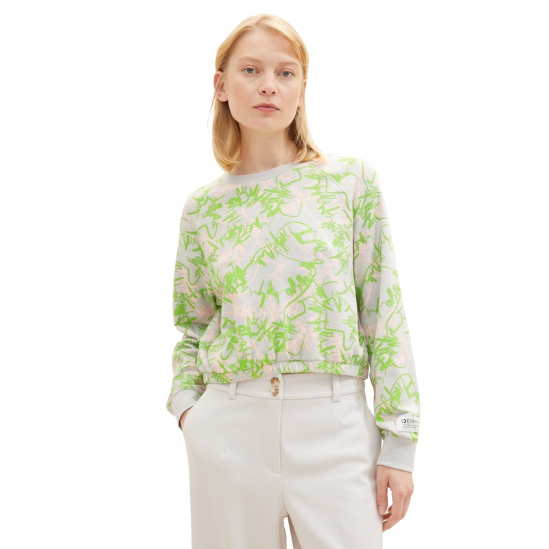 Cropped Sweatshirt With Elastic Hem