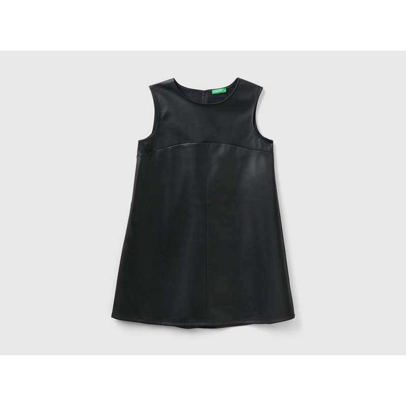Dress In Imitation Leather Fabric
