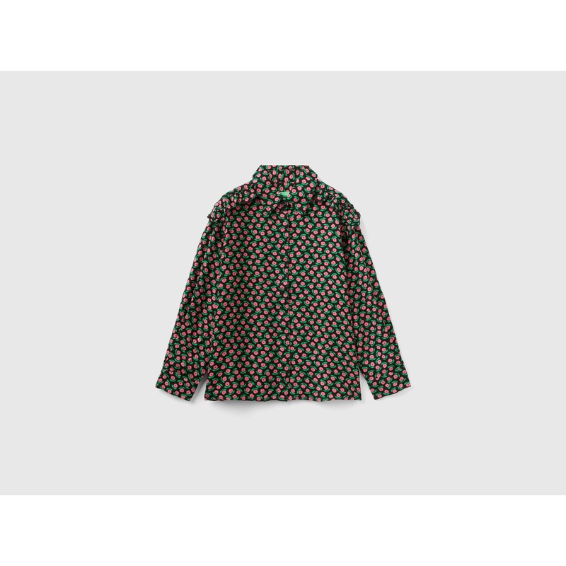 Floral Shirt With Rouches