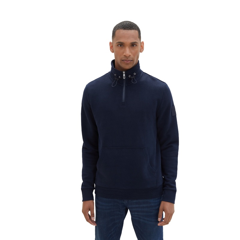 High Collar Sweatshirt With Quarter Zip