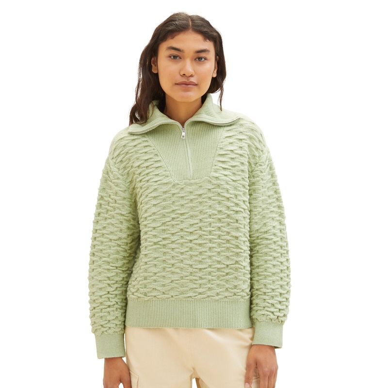 Knitted Sweater With Quarter Zip