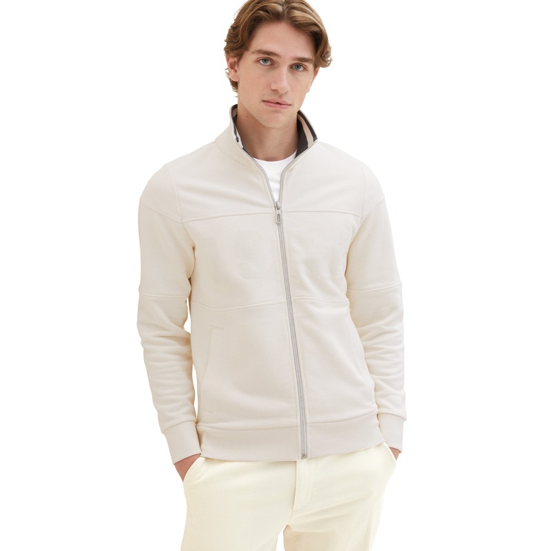 Knitted Zip Up Cardigan With High Collar