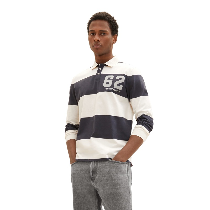 Long Sleeve Polo Shirt With Stripe Design