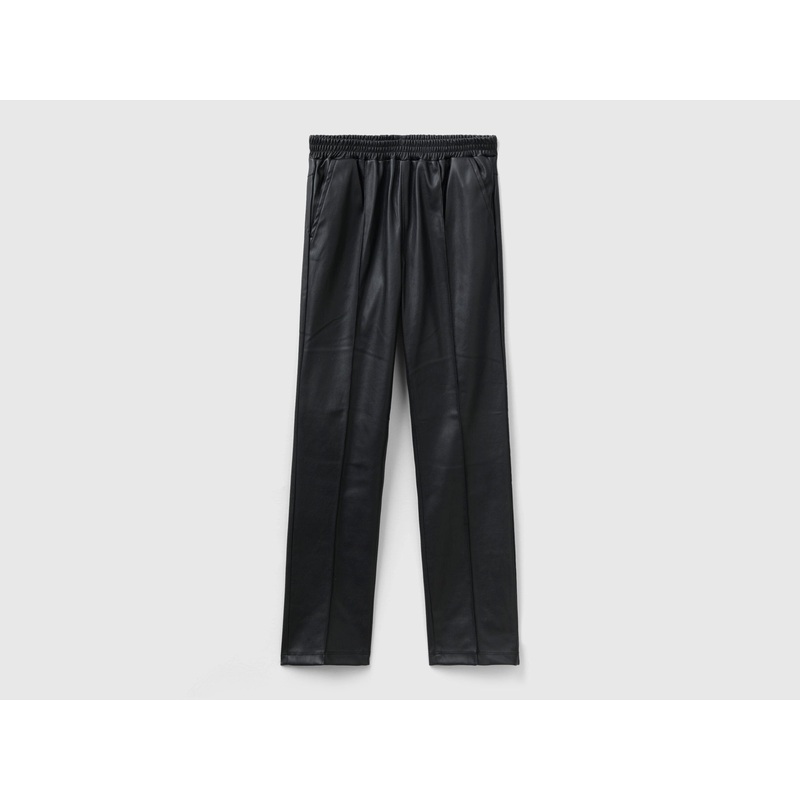 Slim Fit Trousers In Imitation Leather Fabric