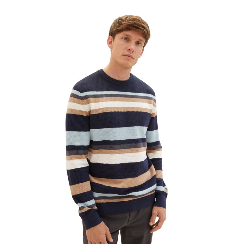 Striped Pullover With Round Neckline