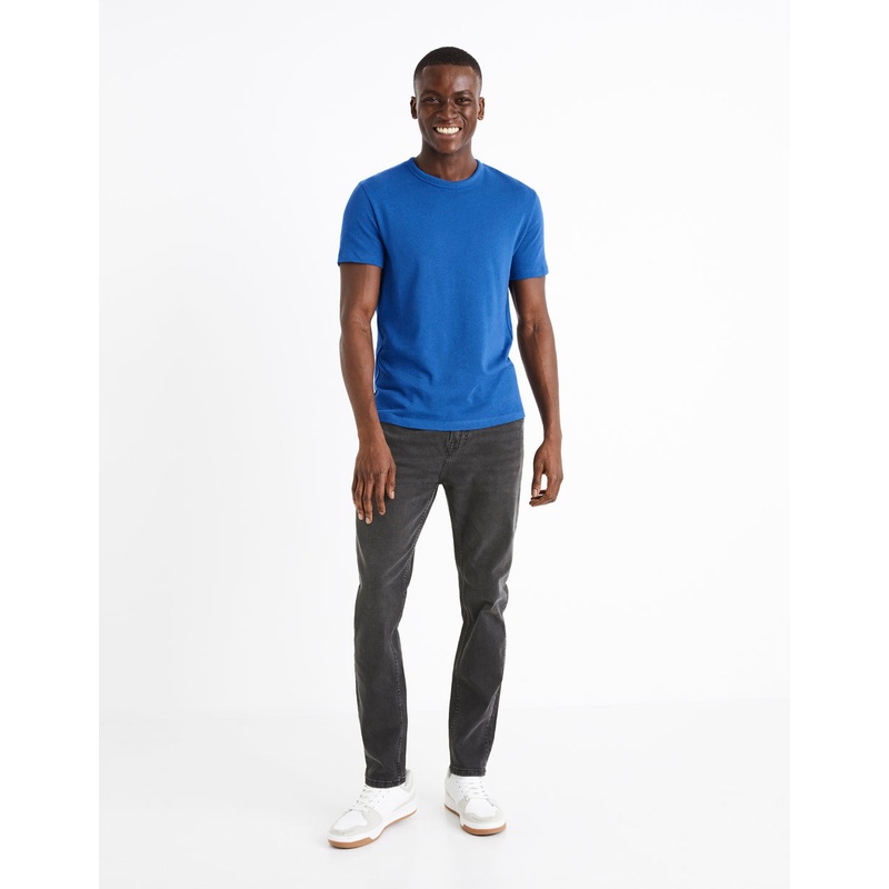 100% Cotton Round Neck T-Shirt - Blue