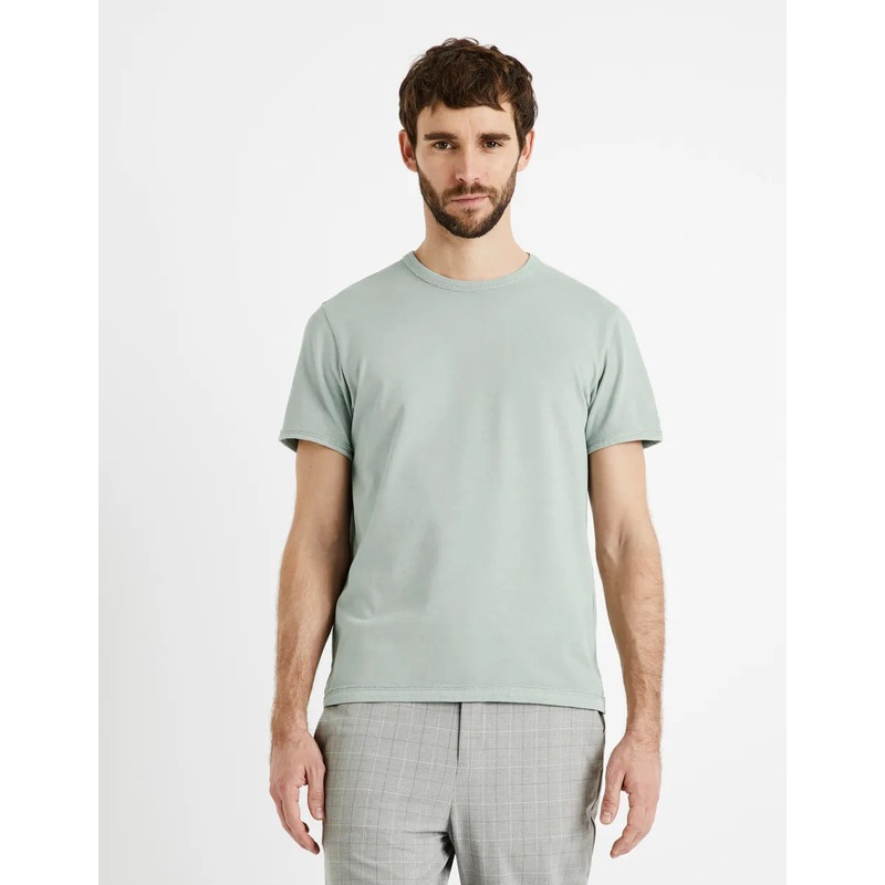 100% Cotton Round Neck T-Shirt - Gray Blue