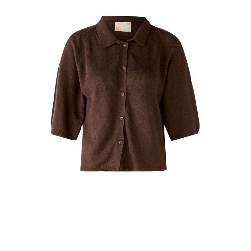 100% Linen Brown Cardigan