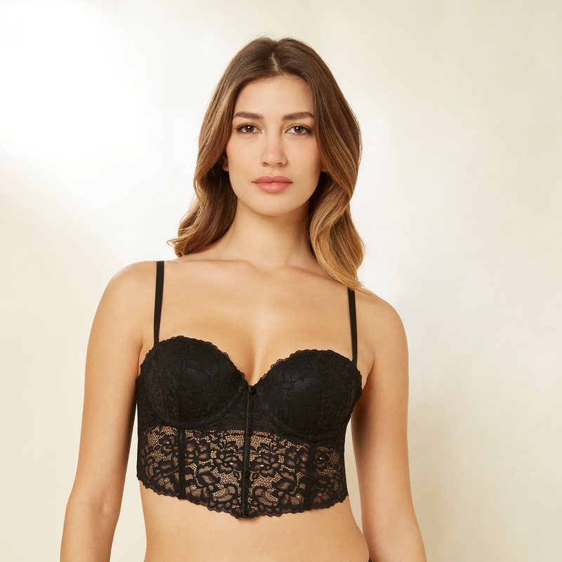 Black Padded Bustier Bra