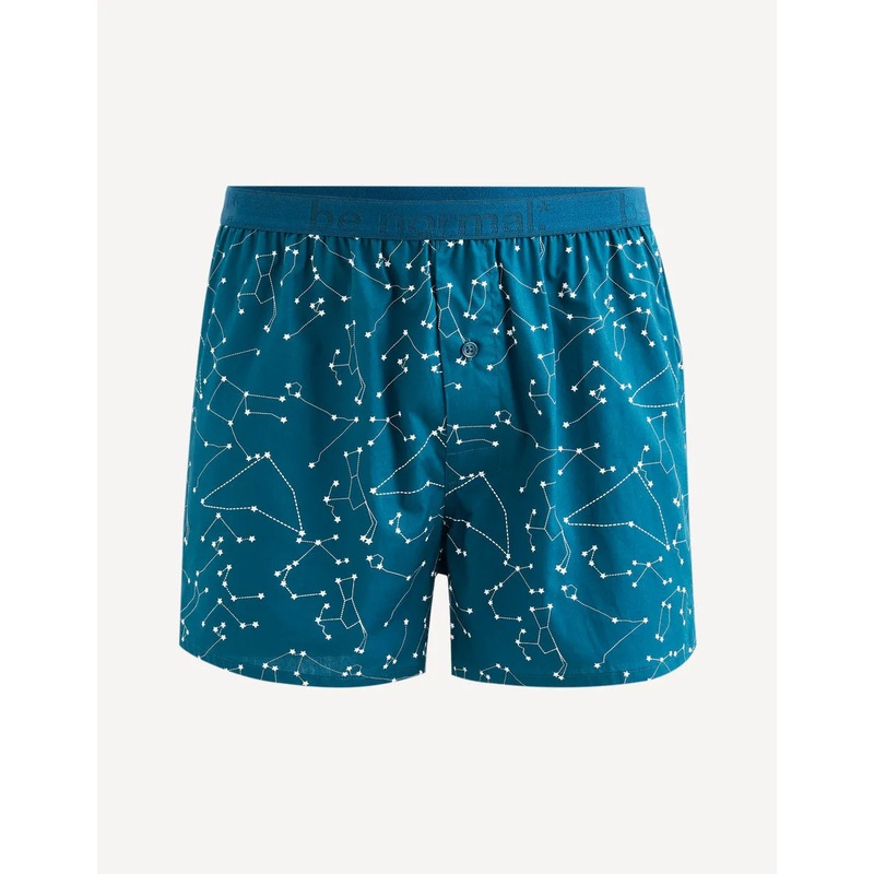Constellation 100% Cotton Poplin Boxer Shorts - Petrol Blue